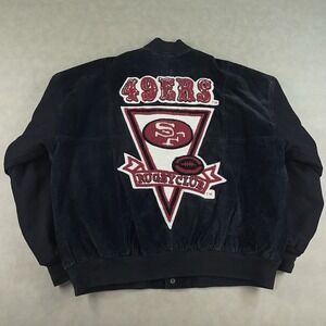 VTG DSJ‎ 96 90s San Francisco 49ers Rugby Club Suede Leather Jacket Mens Large